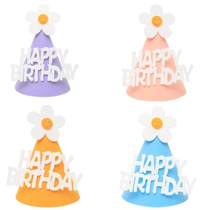 Cute non-woven birthday party hats with daisy and smile for baby photoshoot