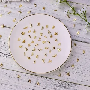 Golden alloy cursive alphabet pendant set for DIY hair braid accessories and jewelry making