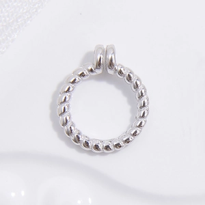 S925 sterling silver twisted rope round pendant connector clasp on a white background