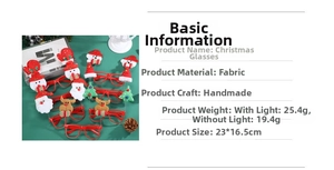 Detail view of festive Christmas glasses featuring dimensions and varied cartoon characters