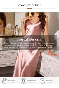 Pink silk satin nightgown showing premium v-neck detail and high-quality texture