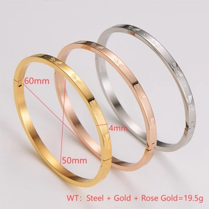 Trio of 4mm stainless steel butterfly bangles in gold, rose gold and silver finishes