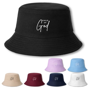 Bucket Hat Cotton Twill Embroidery Lettering Wide Brim Sun Protection Outdoor Casual Unisex Fashion