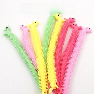 Close-up of colorful unicorn stretchy strings with tactile sensory massage textures