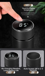 Smart thermos bottle lid with LED temperature display and touch sensor function