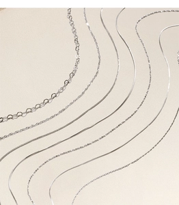 Detailed comparison of various S925 sterling silver chain styles including box and snake links