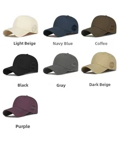 Flat lay showing multiple colors of baseball caps with China embroidery in a grid layout
