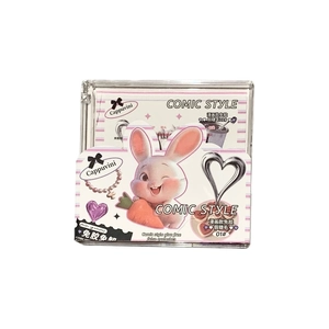 Comic style self-adhesive eyelashes in pink bunny packaging for a natural curly look