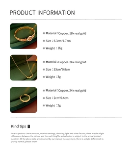 Detailed chart showing sizes and weights for the vintage brushed gold jewelry set