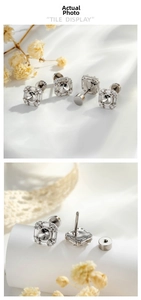 Macro shot of square 3mm cubic zirconia ear stud base with threaded screw-back closure