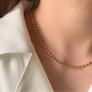 Minimalist Bead Chain Necklace For Women Titanium Steel Vacuum 18K Gold Plated Elegant Choker Ins Style Jewelry