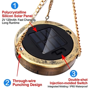 Solar replacement top for wind chimes with 2V 120MAH panel and IP65 waterproof design