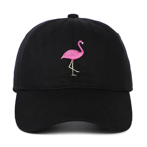 Flamingo Embroidery Cotton Baseball Cap Adjustable Curved Brim Sun Protection Outdoor Sports Hat For Men Women