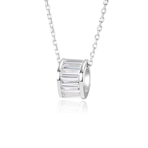 Elegant S925 silver square sugar cube necklace with sparkling cubic zirconia pendant