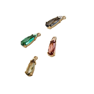 DIY colorful teardrop glass pendants with gold-plated copper edges for jewelry making
