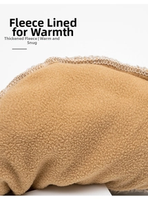 Macro shot of thick warm fleece lining and precise stitching on the winter knit cap