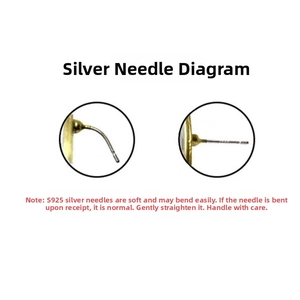 Detail of S925 sterling silver needles showing material flexibility and soft texture
