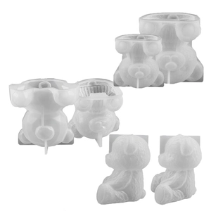 3D geometric bear silicone mold for DIY candles and resin crafts with detailed textures