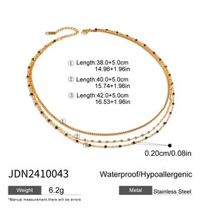 Detailed specs of multilayer stainless steel necklace with waterproof gold finish
