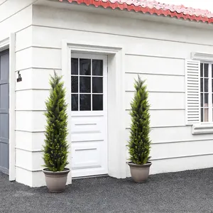 Artificial Cypress Tree Plastic Faux Cedar Tower Shaped Removable Greenery Home Garden Porch Entryway Decor Christmas