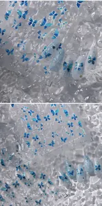 Détails de stickers papillon bleu glacé pour ongles avec effet laser métallique chic