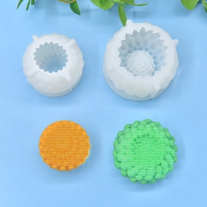 Spherical succulent flower silicone mold for DIY soap and candle making with 3D texture