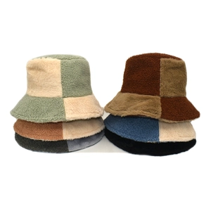 Bob En Fausse Laine D'agneau Peluche Patchwork Chaud Hiver Thermique Extérieur Mode