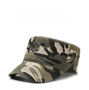 Detail of camouflage army cap with ARMY badge and breathable metal air vents on canvas