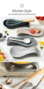Détail de repose-cuillères en silicone à motif ondulé pour le rangement de cuisine