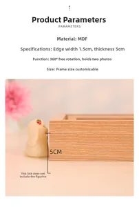 Close-up of 5cm thick light wood grain rotating photo frame with 360-degree dual-display