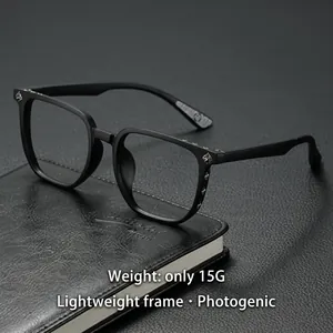 Detail showing ultra-light 15g matte black frame sunglasses with silver accents
