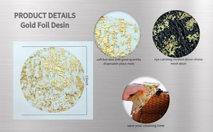 Detail view of 13 inch gold foil mesh placemat showing texture and flexible round design