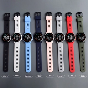 Detailed grid of digital sports watches showing eight colors with LED display and silicone straps