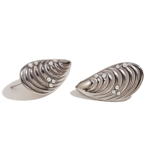 Boucles d'oreilles coquillages en métal foncé plaqué or 18K ornées de perles