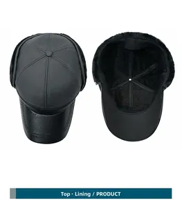 Dettaglio cappello invernale con fodera in pelliccia sintetica e tesa in ecopelle