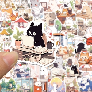 Handheld cute cartoon animal stickers for DIY decorating tablets and luggage cases