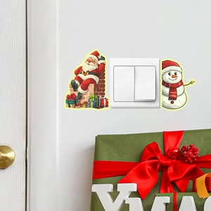 Luminous Santa Claus and Snowman wall stickers for Christmas light switch decoration