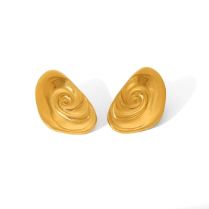 Minimalist 18k gold plated stainless steel spiral earrings for women with mirror finish