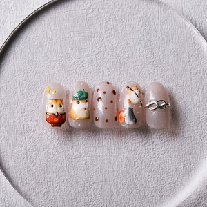 5D stereoscopic pet hamster nail art stickers with 3D silver infinity decor