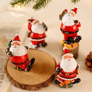 Mini Weihnachtsfiguren Weihnachtsmann Schneemann Harz Tischdekoration Home Holiday Szene Layout Requisiten Handbemalt