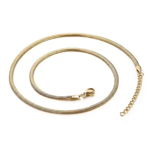 Collier Chaîne Serpent Plate Minimaliste En Acier Inoxydable Plqué Or Argent Bijoux Chic Imperméables Pour Hommes Femmes