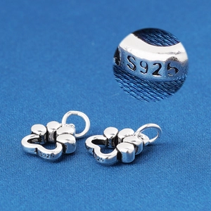 S925 sterling silver cat paw pendant charm with hollow design and authentic hallmark