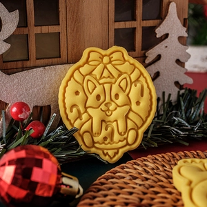 Christmas Corgi dog cookie cutter mold for festive fondant cake and baking decorations
