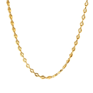 18K gold-plated stainless steel chain necklace with unique coffee bean shaped links