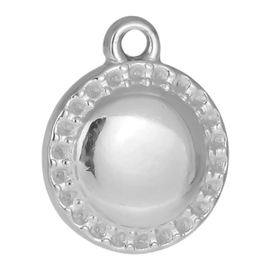 Silver 304 stainless steel round pendant with textured border for DIY jewelry making