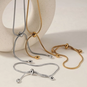 Minimalist adjustable snake chain jewelry set in gold and silver finish for women