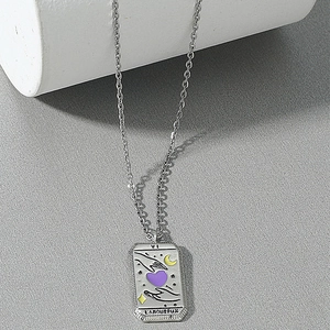 Vintage Tarot Card Pendant Necklace For Women Men Stainless Steel Chain Alloy The Lovers The Empress Fashion Jewelry