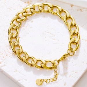 Minimalist Titanium Steel Cuban Link Bracelet For Women European Style Thick Curb Chain Adjustable Fashion Jewelry Gift