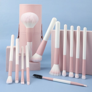 Professional Powder Brush Eye Shadow Brush Contour Brush Synthetic Fiber Bristles Wood Handle Portable Cosmetic Collection