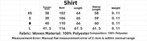 Detailed size chart and fabric specifications for floral print bohemian women blouse